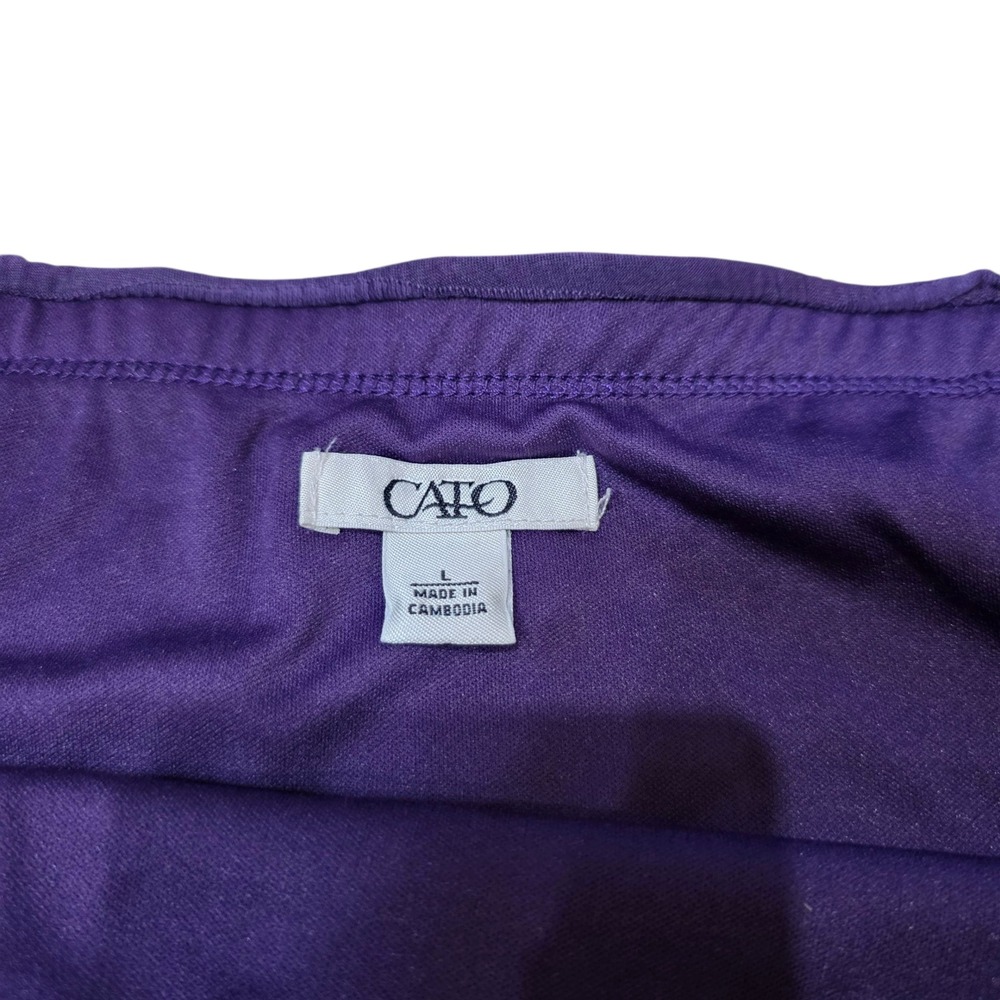 Cato A-Line Pull On Skirt Purple Wave Pattern‎ Elastic Waist Casual Size L - Picture 3 of 6